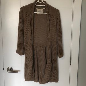 Anthro Angel of the North Tan Open Front Cardigan